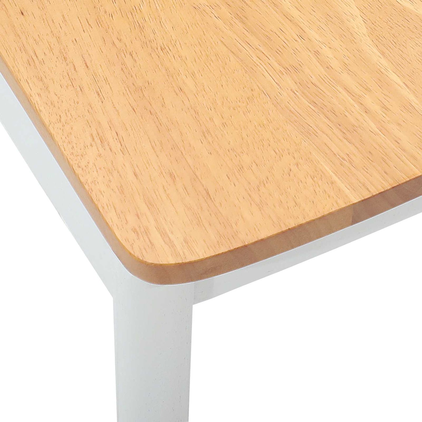 vidaXL Dining Chair 2 pcs White and Natural Solid Rubber Wood