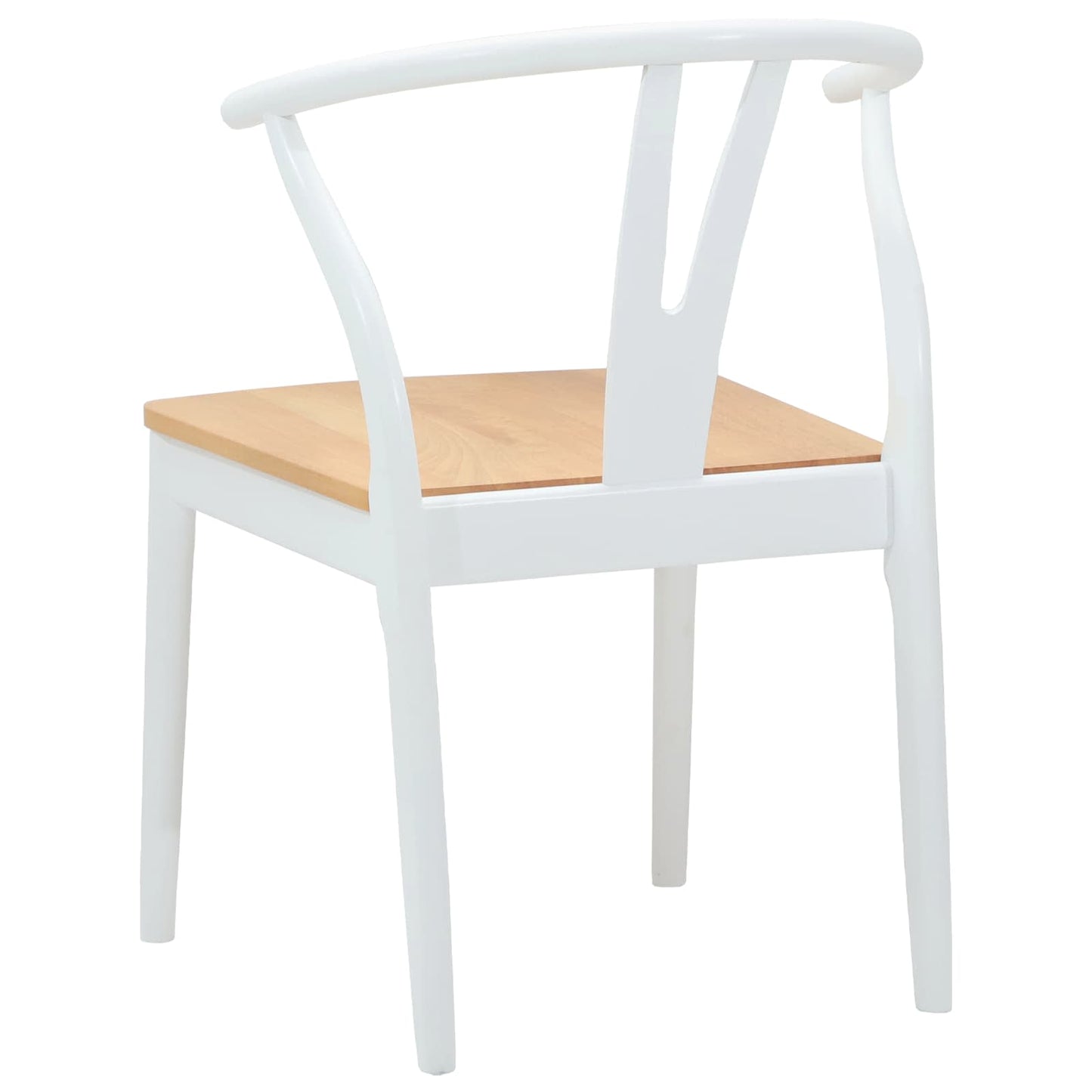 vidaXL Dining Chair 2 pcs White and Natural Solid Rubber Wood