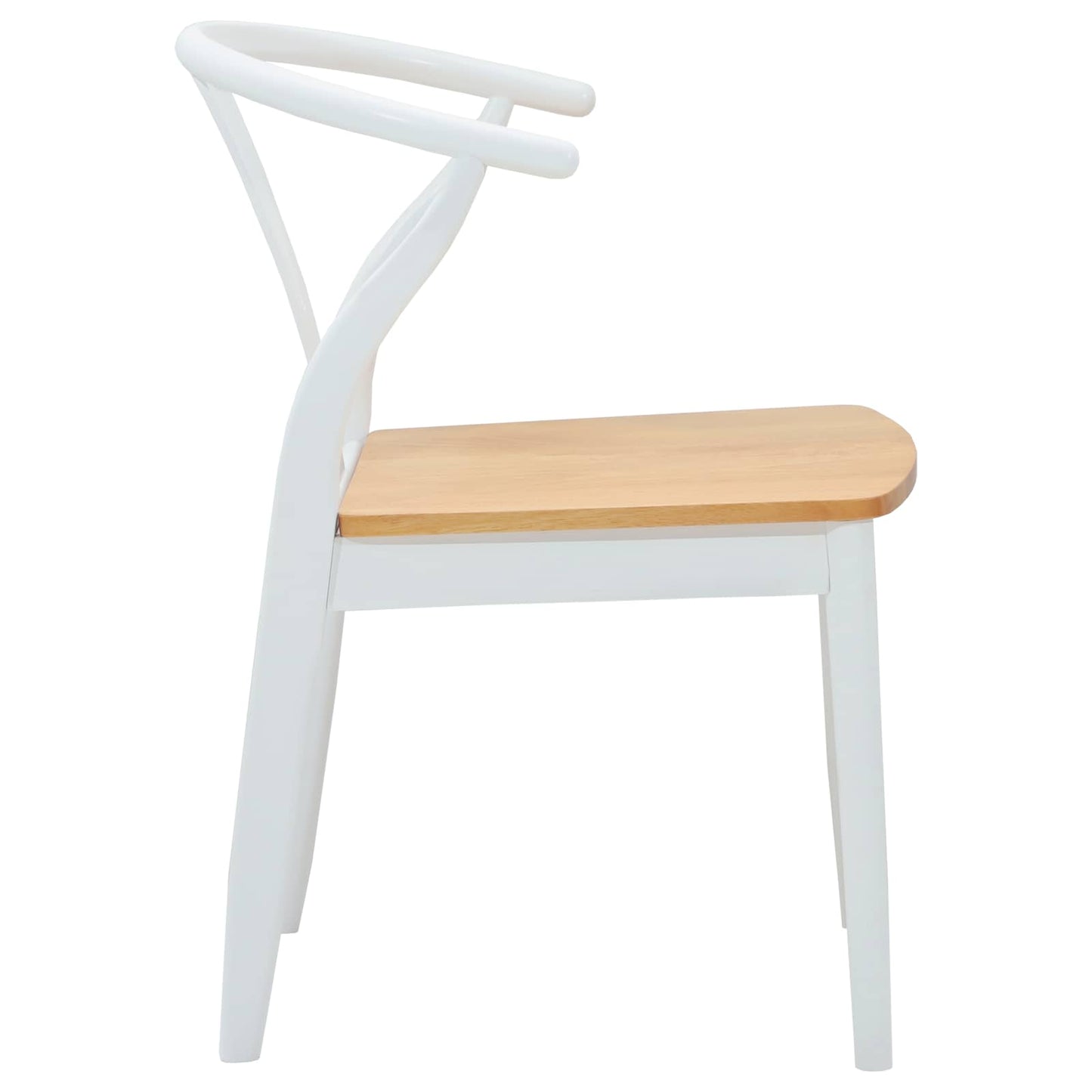 vidaXL Dining Chair 2 pcs White and Natural Solid Rubber Wood