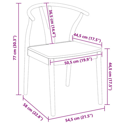 vidaXL Dining Chair 2 pcs White and Natural Solid Rubber Wood