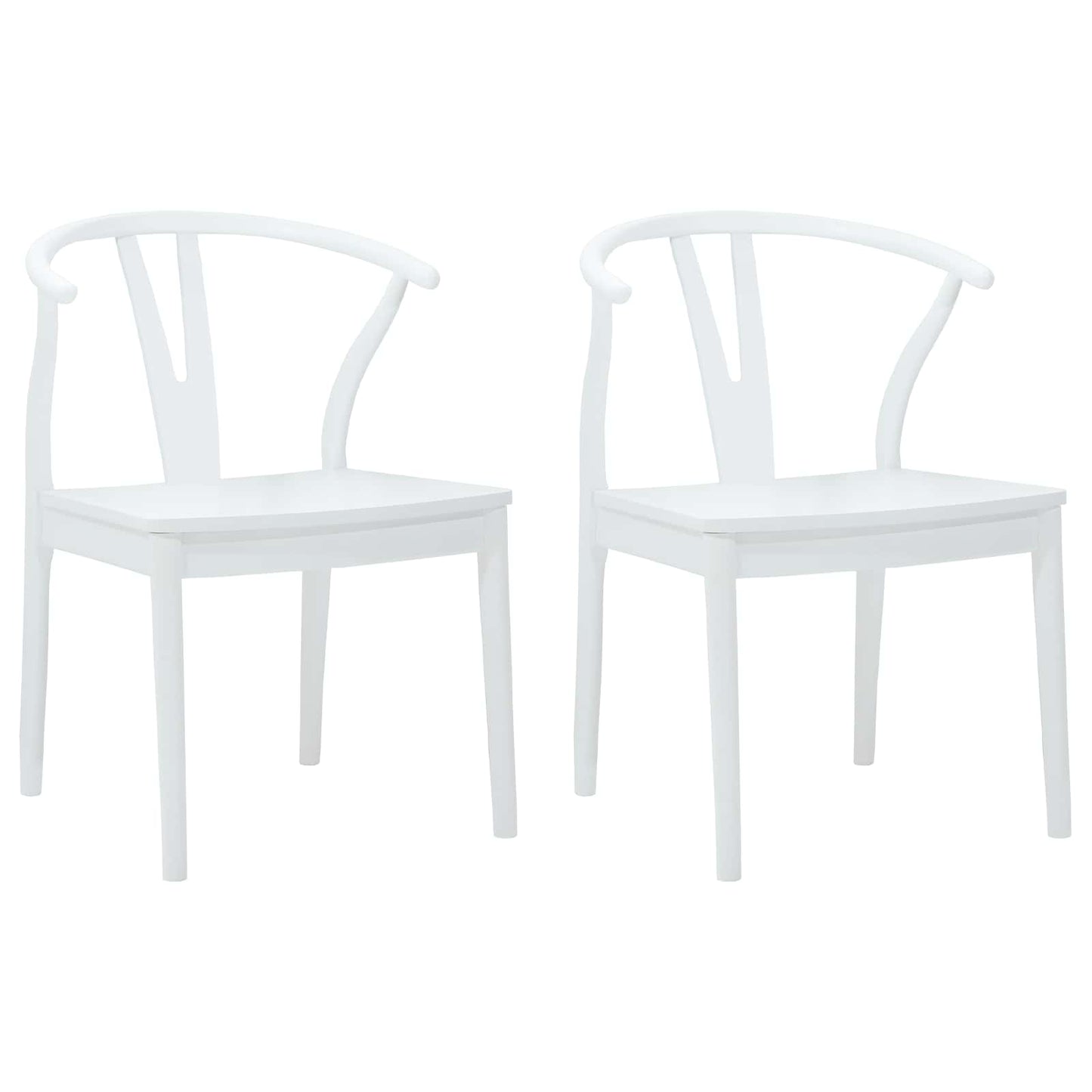 vidaXL Dining Chair 2 pcs White and White Solid Rubber Wood