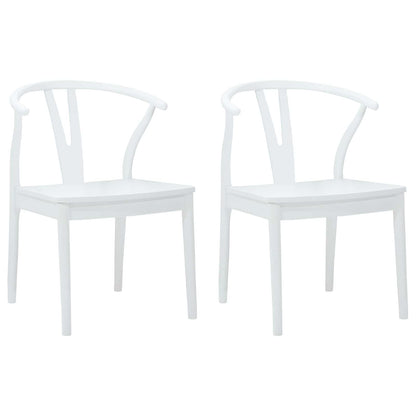 vidaXL Dining Chair 2 pcs White and White Solid Rubber Wood