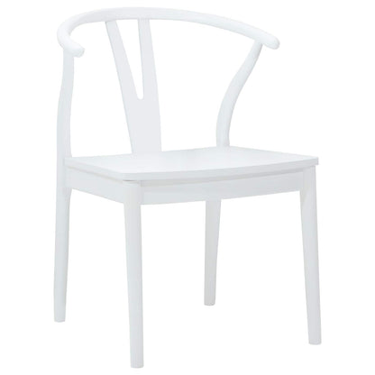 vidaXL Dining Chair 2 pcs White and White Solid Rubber Wood