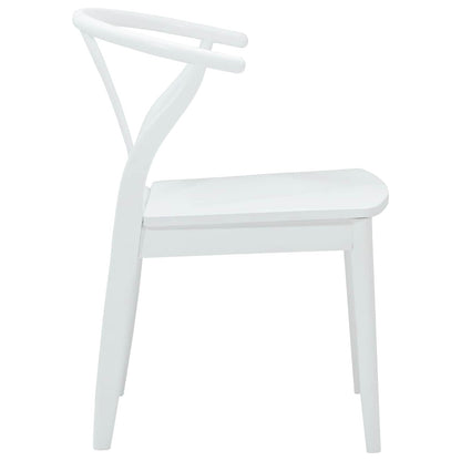 vidaXL Dining Chair 2 pcs White and White Solid Rubber Wood