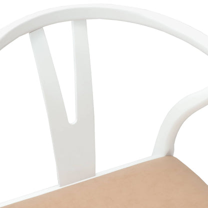 vidaXL Dining Chair 2 pcs White and Brown Solid Rubber Wood