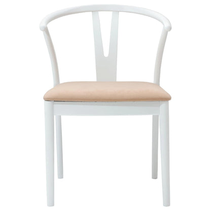 vidaXL Dining Chair 2 pcs White and Brown Solid Rubber Wood