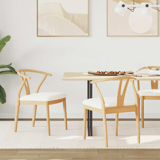 vidaXL Dining Chair 2 pcs Natural and Light Solid Rubber Wood