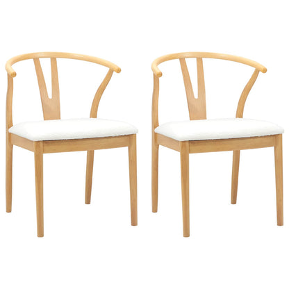 vidaXL Dining Chair 2 pcs Natural and Light Solid Rubber Wood