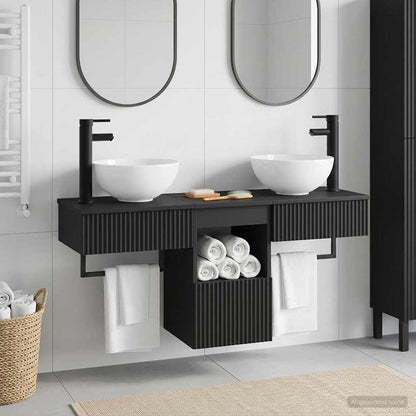 vidaXL Bathroom Furniture Set 3 pcs Black Engineered Wood