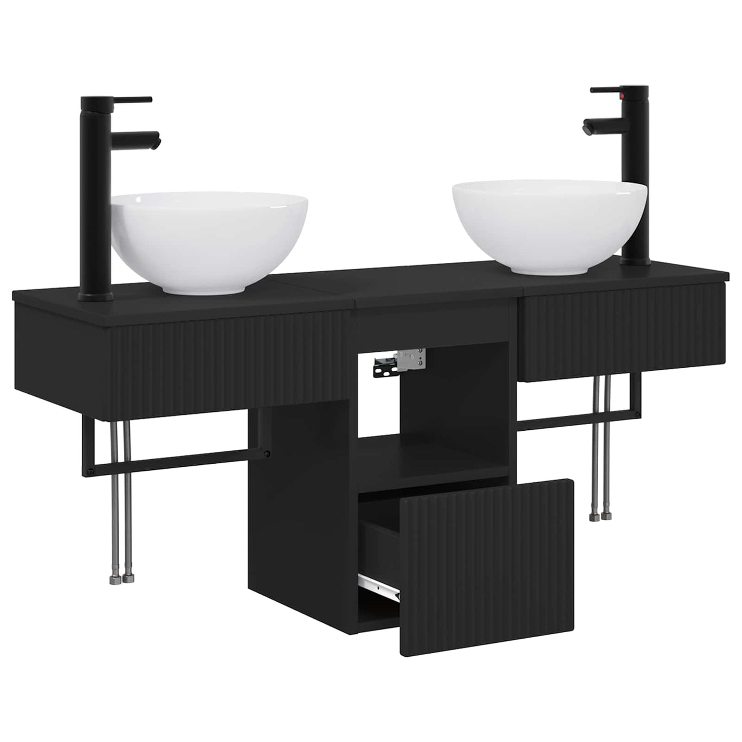 vidaXL Bathroom Furniture Set 3 pcs Black Engineered Wood