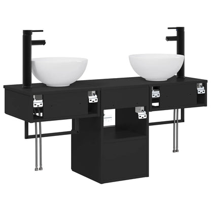 vidaXL Bathroom Furniture Set 3 pcs Black Engineered Wood