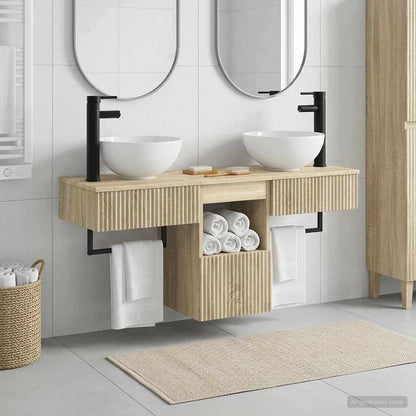 vidaXL Bathroom Furniture Set 3 pcs Sonoma Oak Engineered Wood