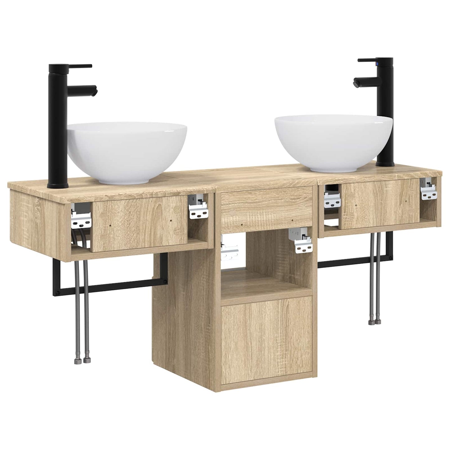 vidaXL Bathroom Furniture Set 3 pcs Sonoma Oak Engineered Wood
