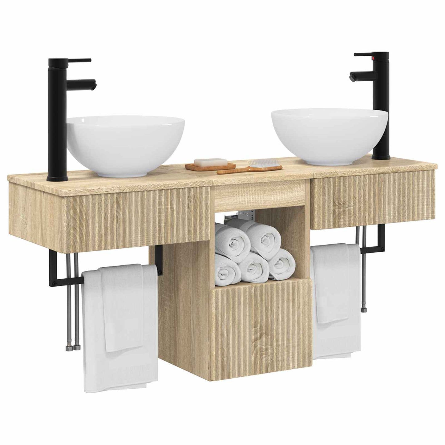 vidaXL Bathroom Furniture Set 3 pcs Sonoma Oak Engineered Wood