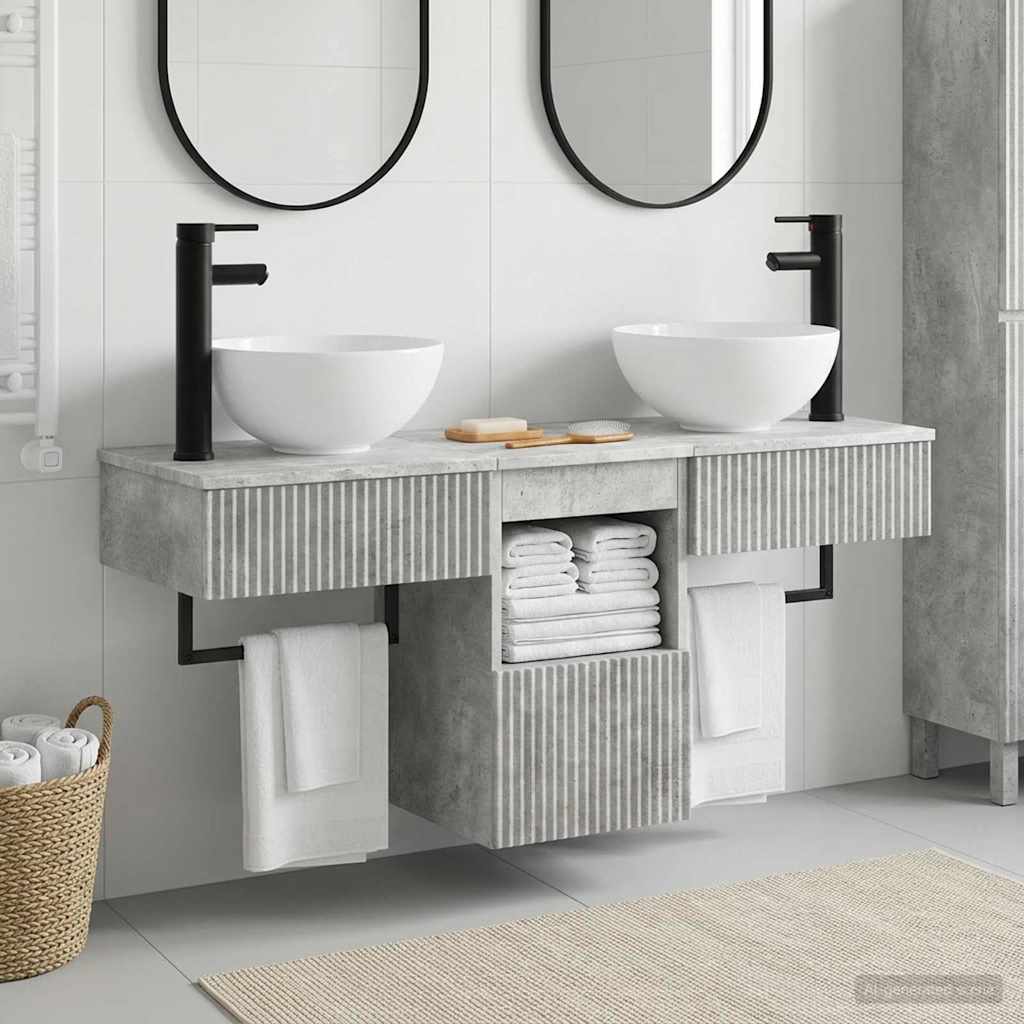 vidaXL Bathroom Furniture Set 3 pcs Concrete Grey Engineered Wood