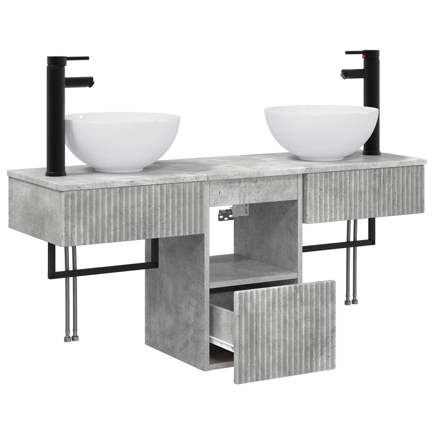 vidaXL Bathroom Furniture Set 3 pcs Concrete Grey Engineered Wood