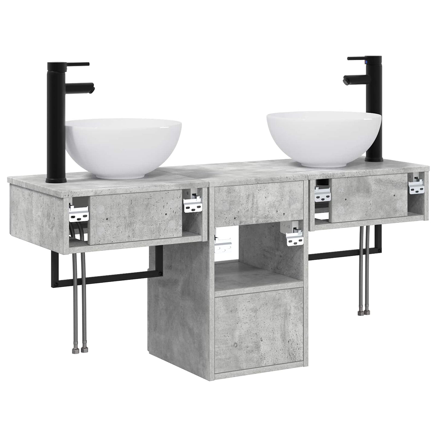 vidaXL Bathroom Furniture Set 3 pcs Concrete Grey Engineered Wood