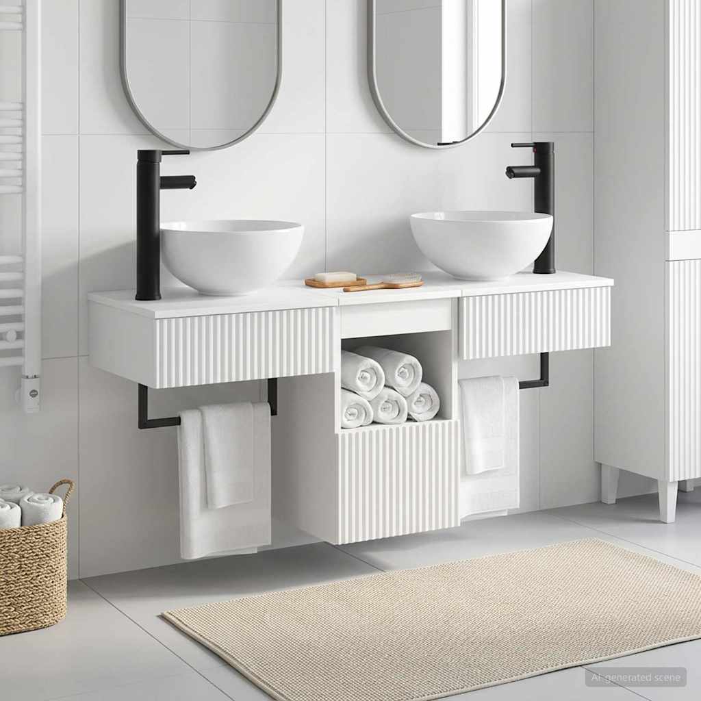 vidaXL Bathroom Furniture Set 3 pcs High Gloss White Engineered Wood