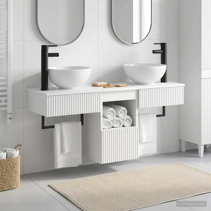 vidaXL Bathroom Furniture Set 3 pcs High Gloss White Engineered Wood