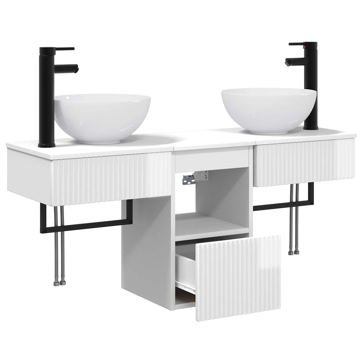 vidaXL Bathroom Furniture Set 3 pcs High Gloss White Engineered Wood
