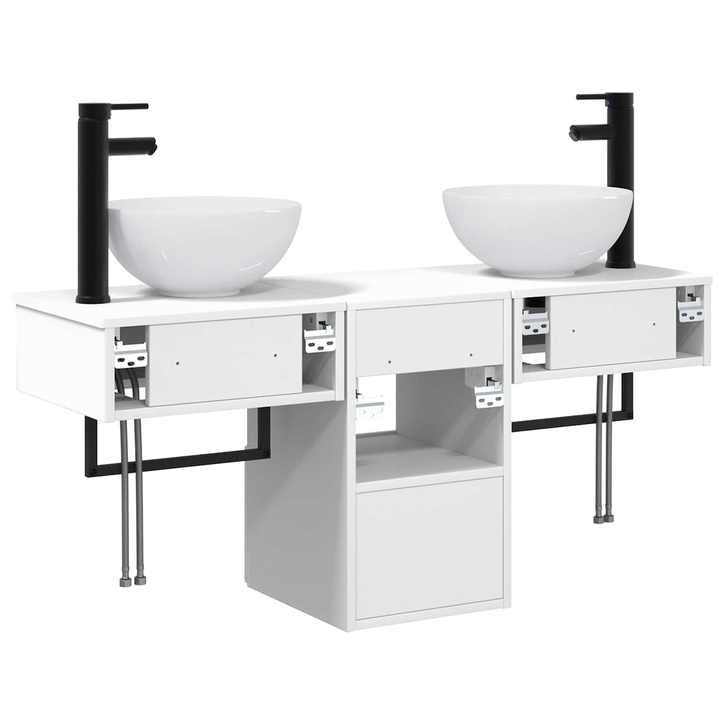 vidaXL Bathroom Furniture Set 3 pcs High Gloss White Engineered Wood