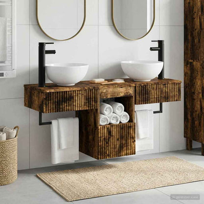 vidaXL Bathroom Furniture Set 3 pcs Smoked Oak Engineered Wood