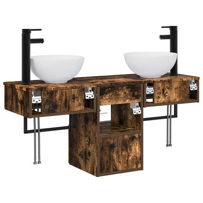 vidaXL Bathroom Furniture Set 3 pcs Smoked Oak Engineered Wood