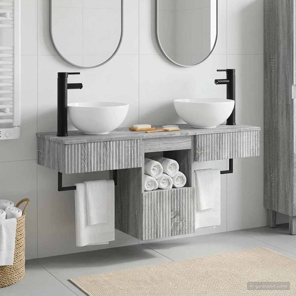 vidaXL Bathroom Furniture Set 3 pcs Grey Sonoma Engineered Wood