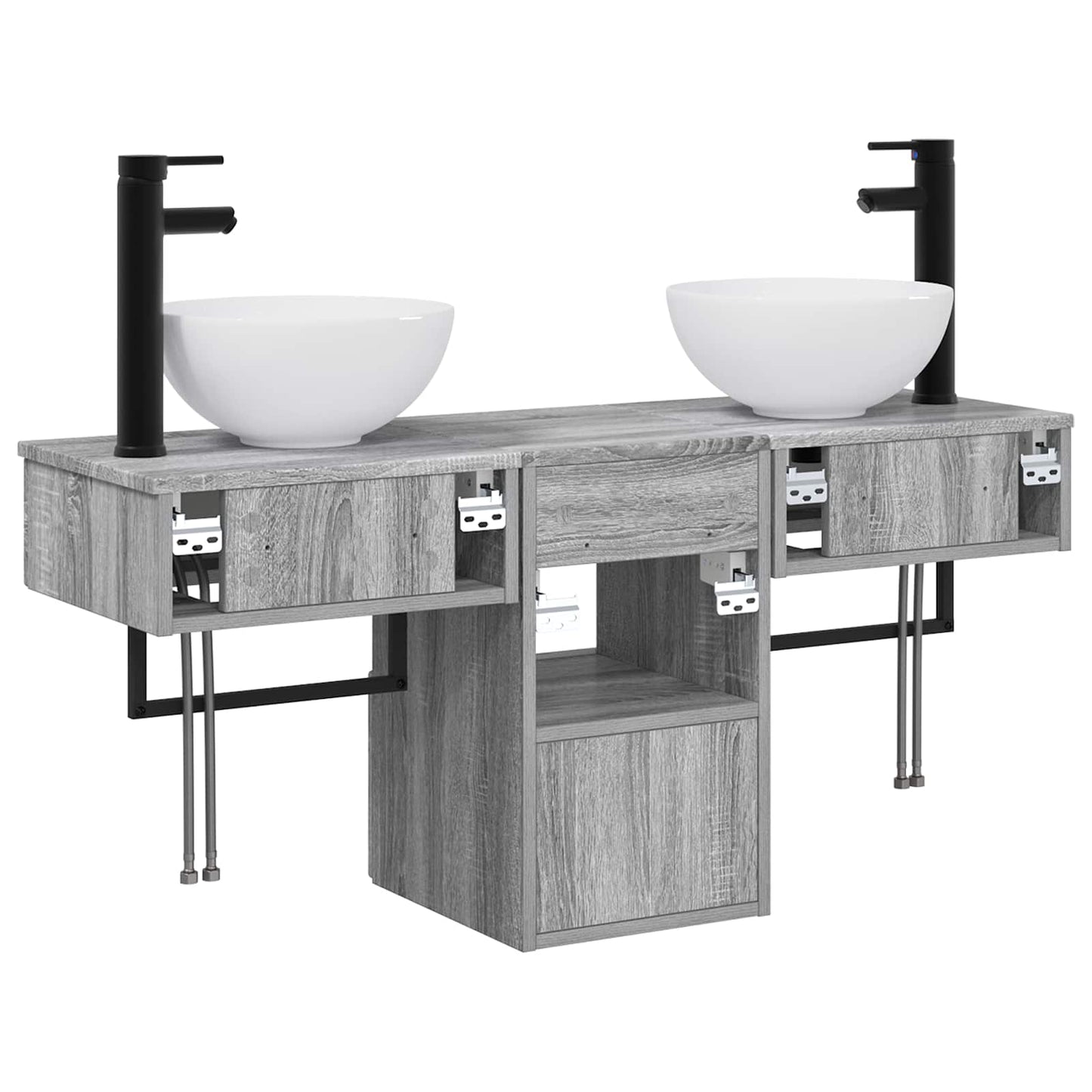 vidaXL Bathroom Furniture Set 3 pcs Grey Sonoma Engineered Wood