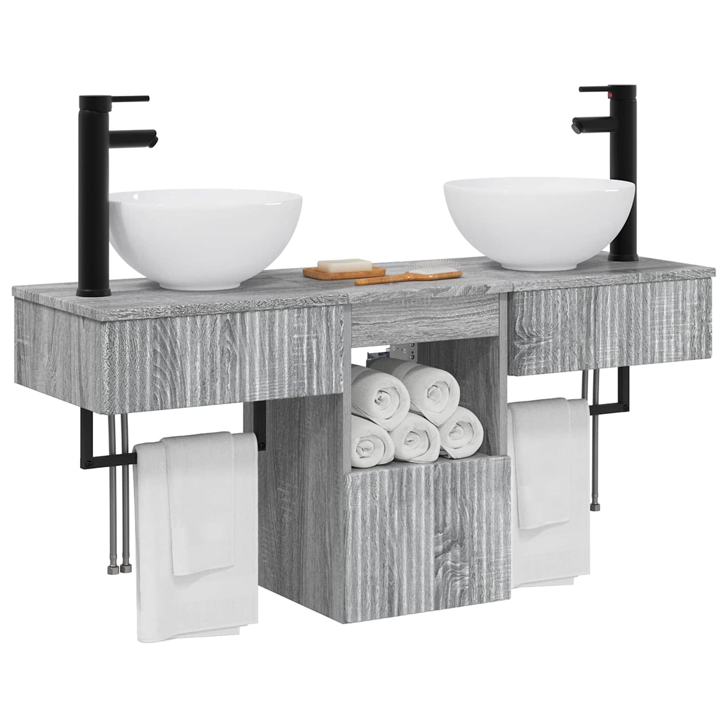 vidaXL Bathroom Furniture Set 3 pcs Grey Sonoma Engineered Wood