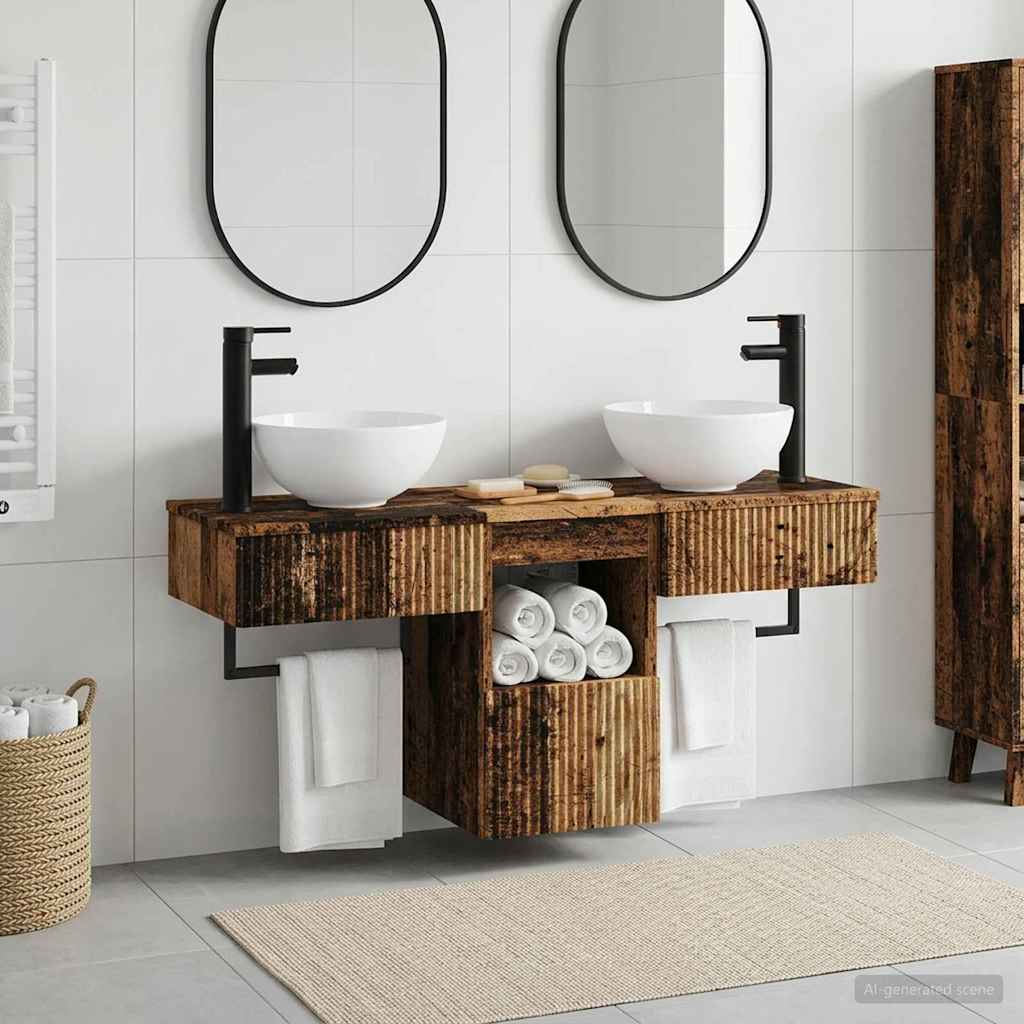vidaXL Bathroom Furniture Set 3 pcs Old Wood Engineered Wood