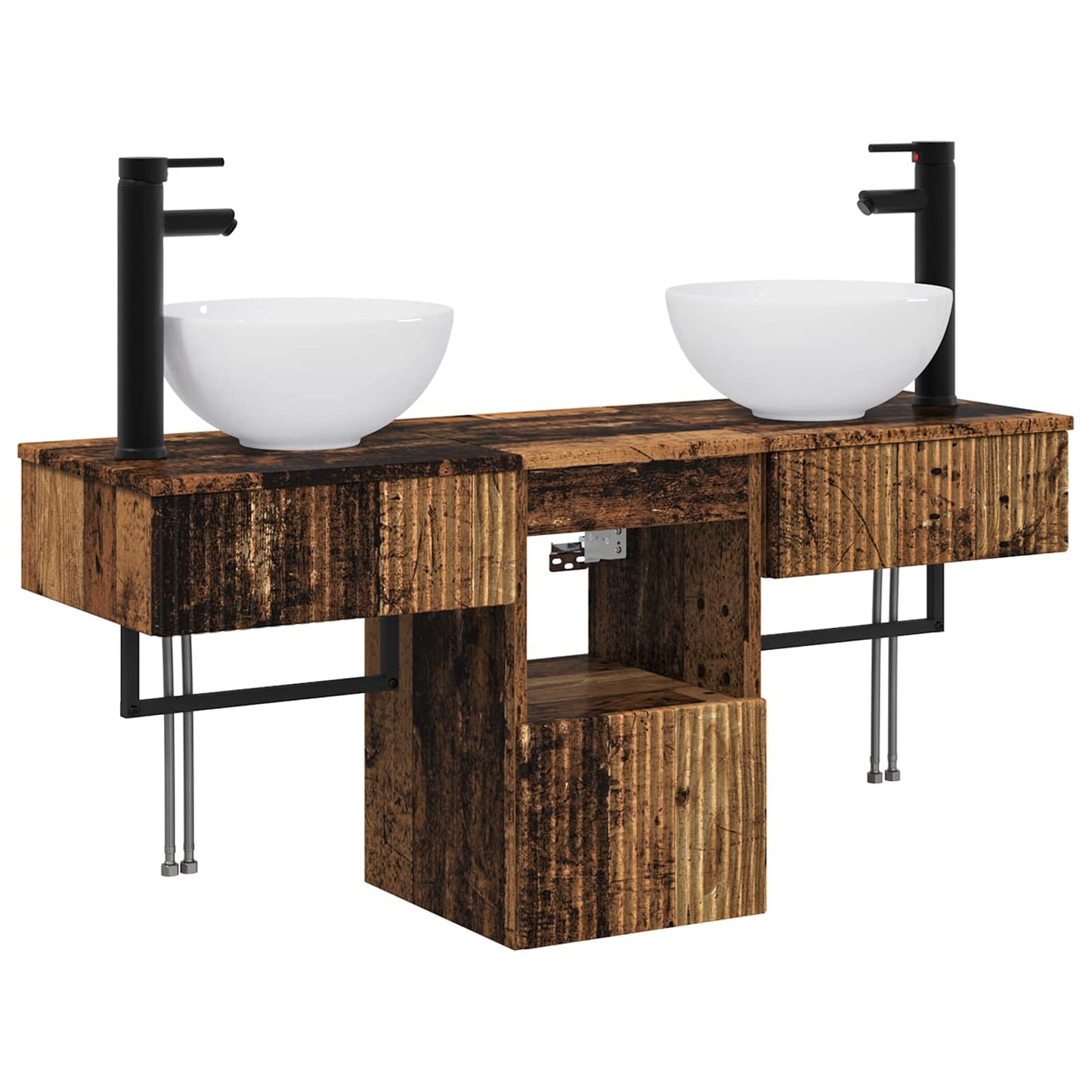 vidaXL Bathroom Furniture Set 3 pcs Old Wood Engineered Wood