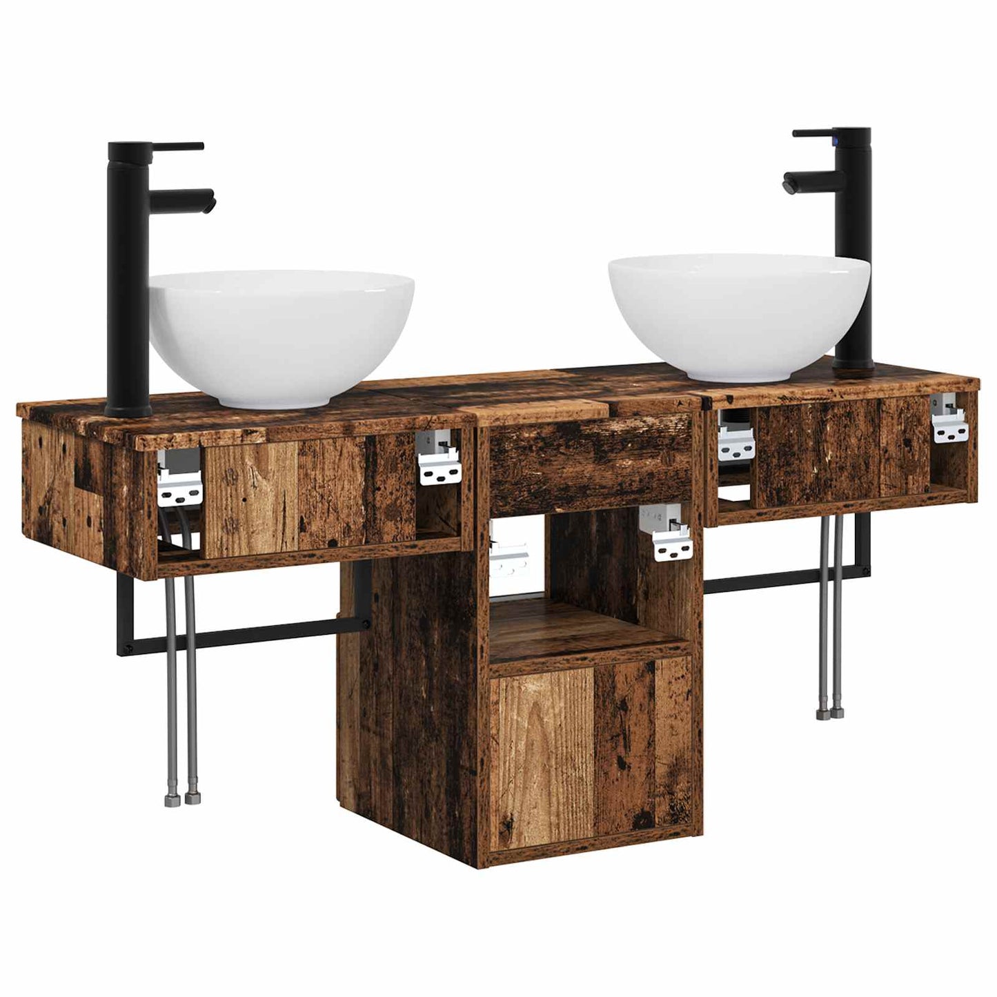 vidaXL Bathroom Furniture Set 3 pcs Old Wood Engineered Wood