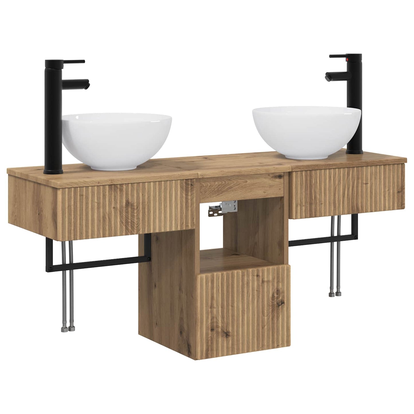 vidaXL Bathroom Furniture Set 3 pcs Artisan Oak Engineered Wood