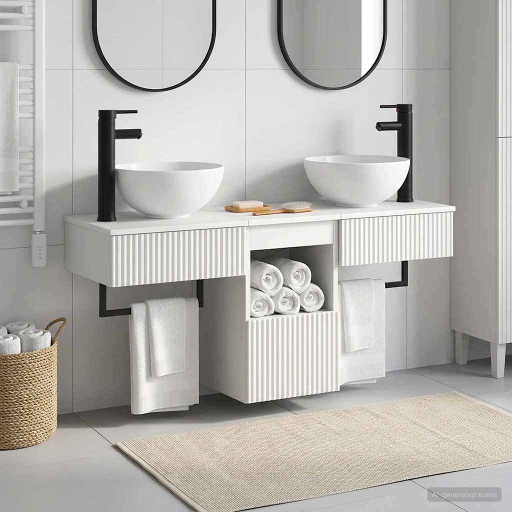 vidaXL Bathroom Furniture Set 3 pcs White Engineered Wood