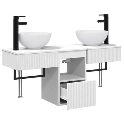 vidaXL Bathroom Furniture Set 3 pcs White Engineered Wood