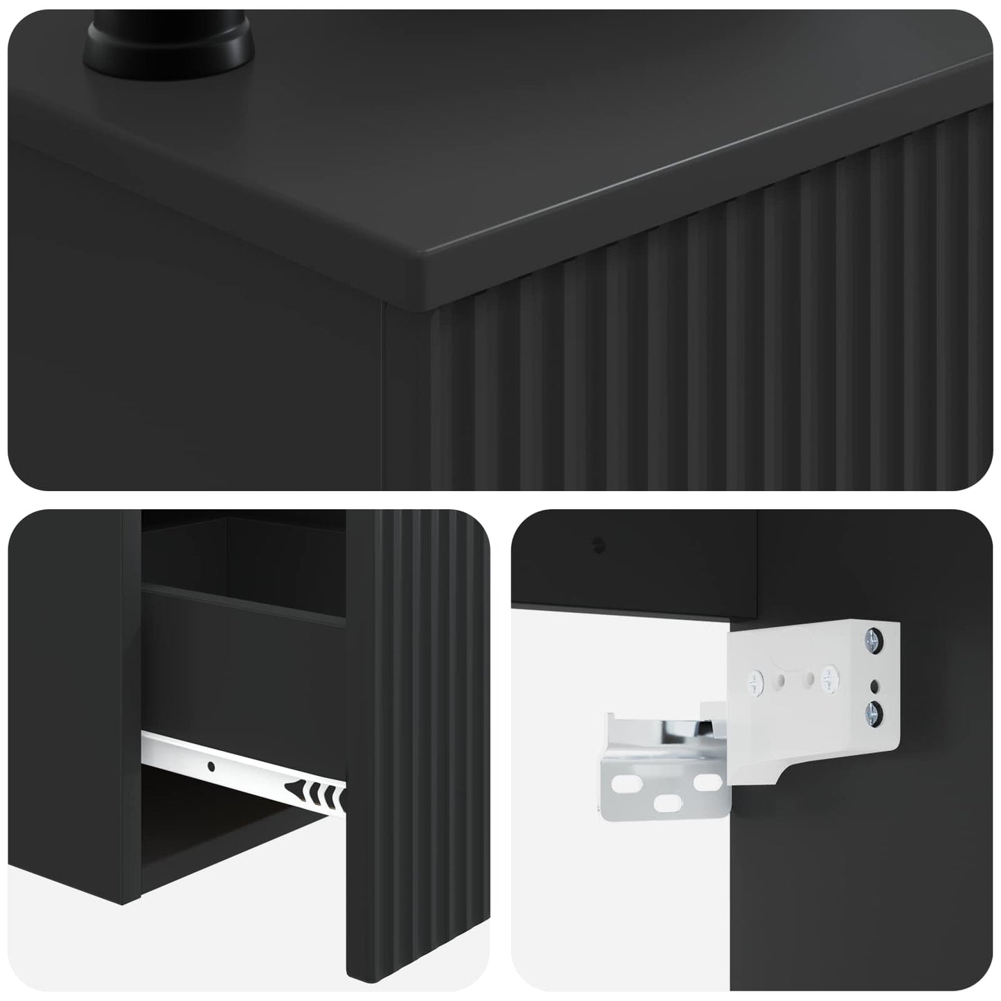 vidaXL Bathroom Furniture Set 3 pcs Black Engineered Wood