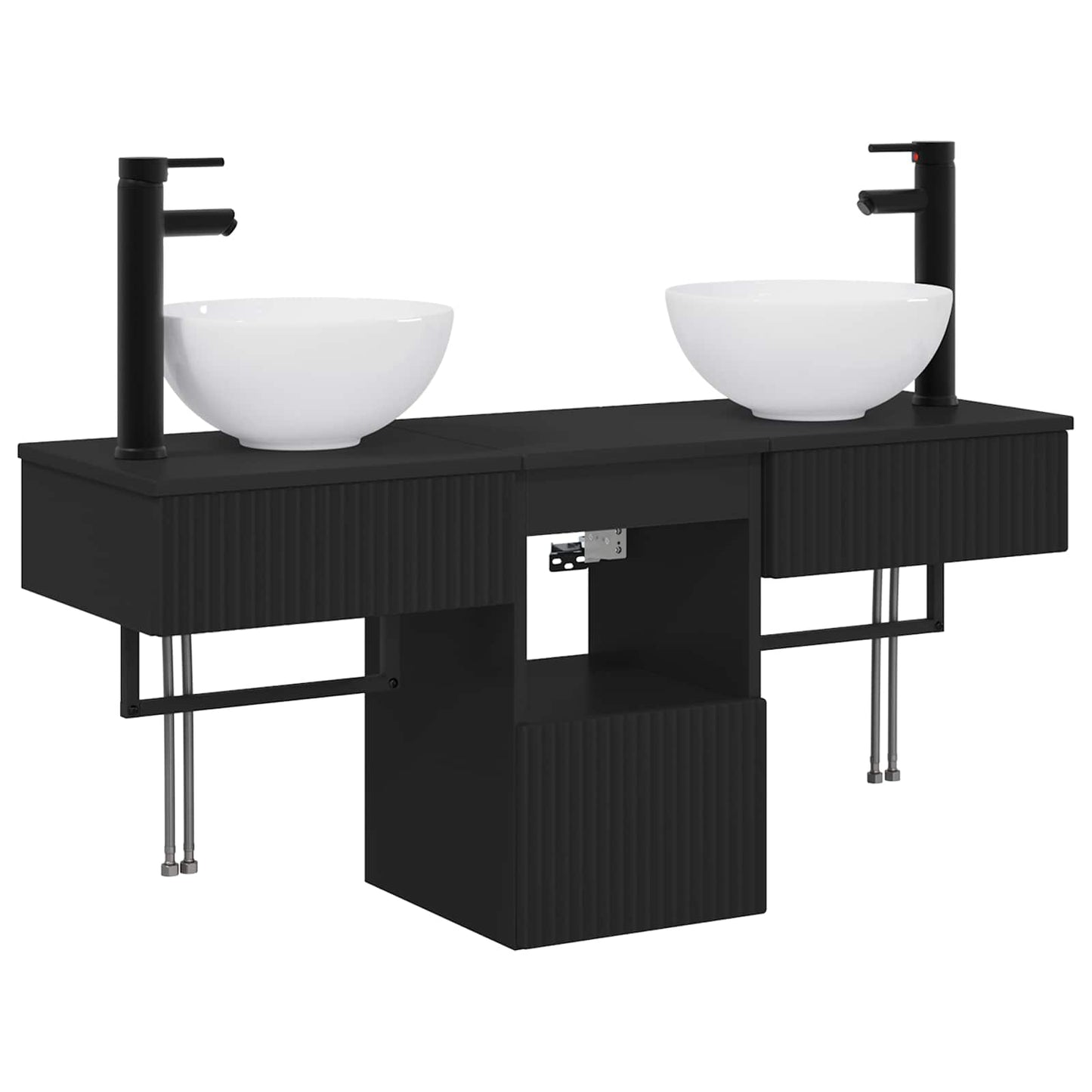 vidaXL Bathroom Furniture Set 3 pcs Black Engineered Wood