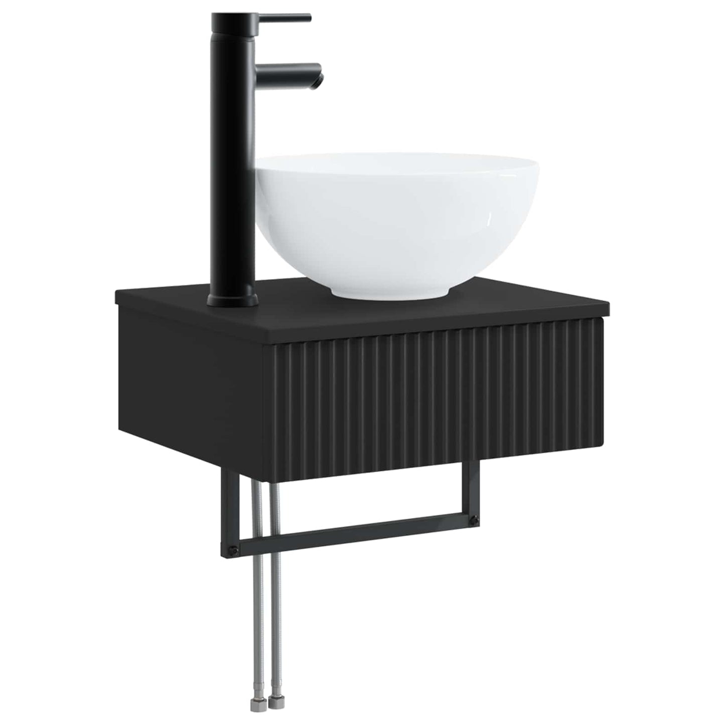 vidaXL Bathroom Furniture Set 3 pcs Black Engineered Wood