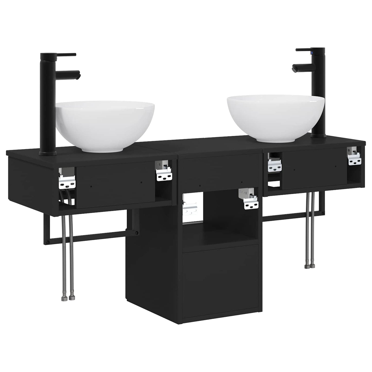 vidaXL Bathroom Furniture Set 3 pcs Black Engineered Wood