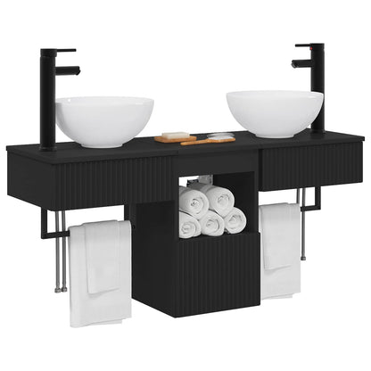 vidaXL Bathroom Furniture Set 3 pcs Black Engineered Wood
