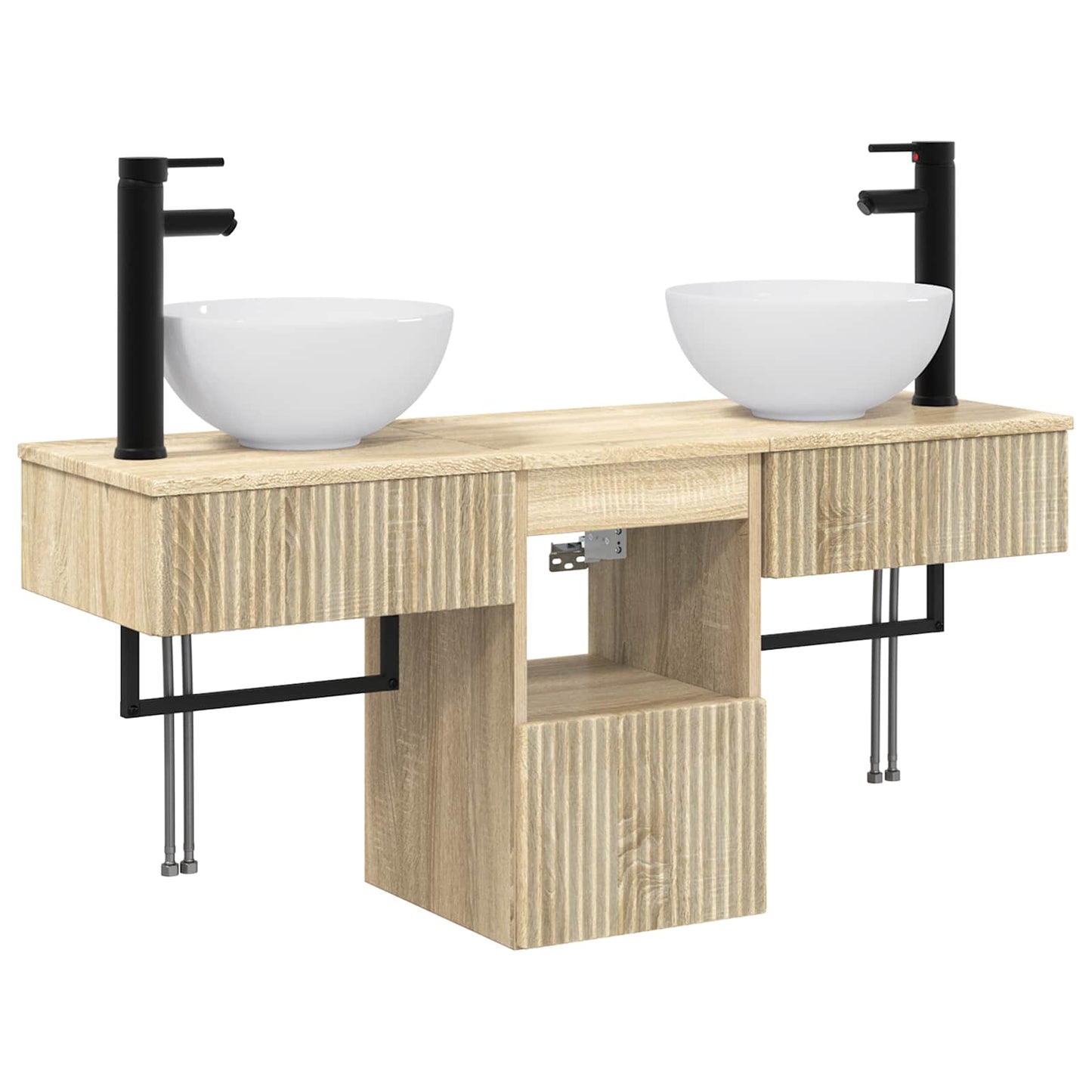 vidaXL Bathroom Furniture Set 3 pcs Sonoma Oak Engineered Wood