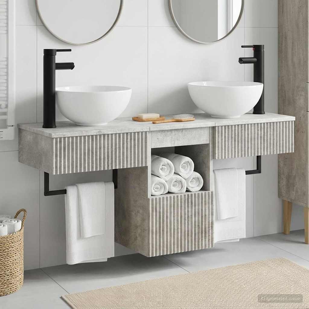 vidaXL Bathroom Furniture Set 3 pcs Concrete Grey Engineered Wood