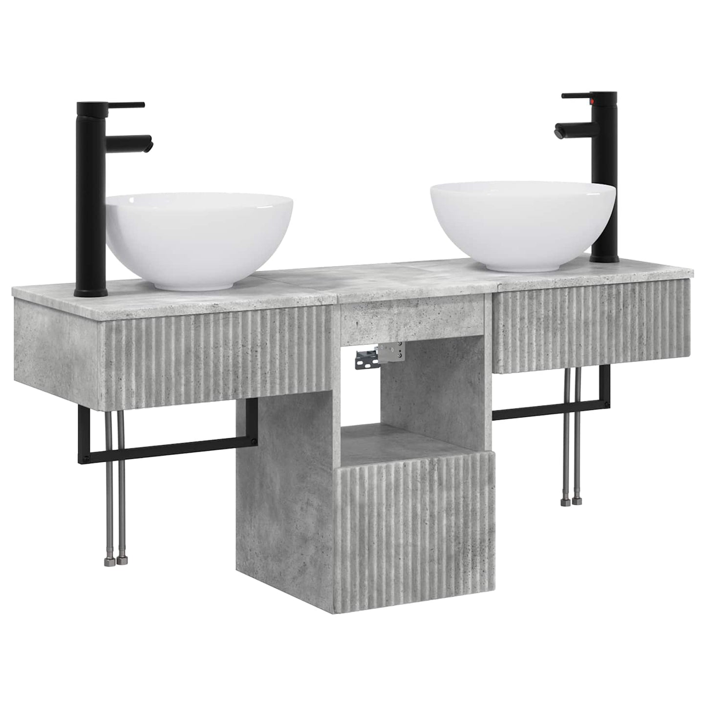 vidaXL Bathroom Furniture Set 3 pcs Concrete Grey Engineered Wood
