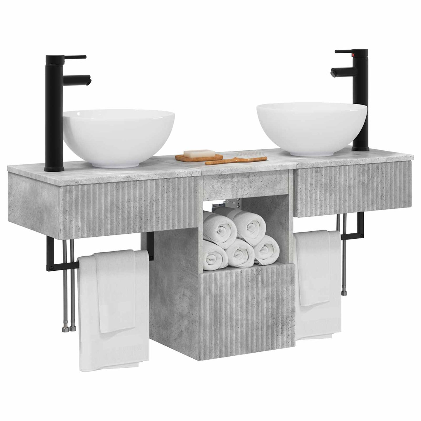 vidaXL Bathroom Furniture Set 3 pcs Concrete Grey Engineered Wood