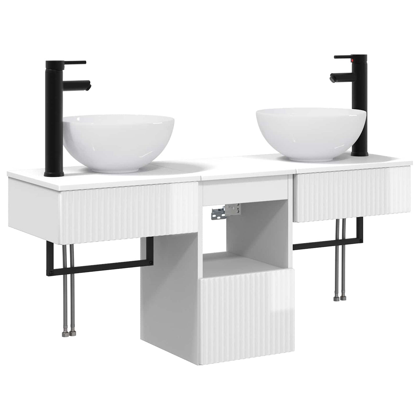 vidaXL Bathroom Furniture Set 3 pcs High Gloss White Engineered Wood