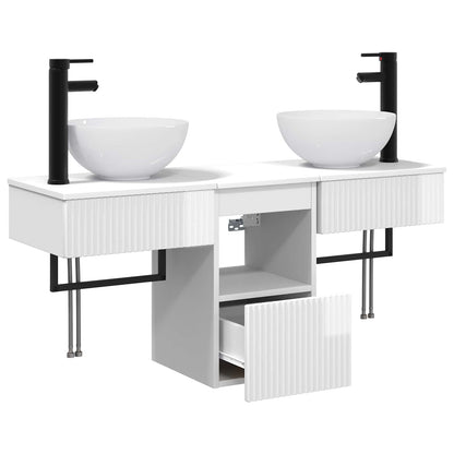 vidaXL Bathroom Furniture Set 3 pcs High Gloss White Engineered Wood