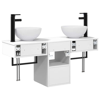 vidaXL Bathroom Furniture Set 3 pcs High Gloss White Engineered Wood