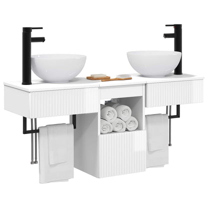 vidaXL Bathroom Furniture Set 3 pcs High Gloss White Engineered Wood