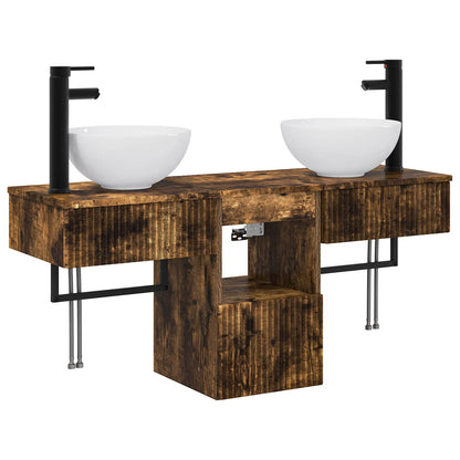 vidaXL Bathroom Furniture Set 3 pcs Smoked Oak Engineered Wood